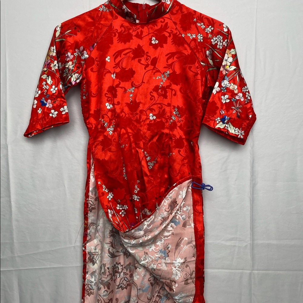 Stunning vintage retro silk floral slit kimono dress - Picture 6 of 6